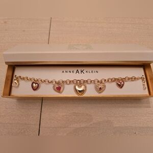 Anne Klein Gold Heart Charm Bracelet, New with Tags!